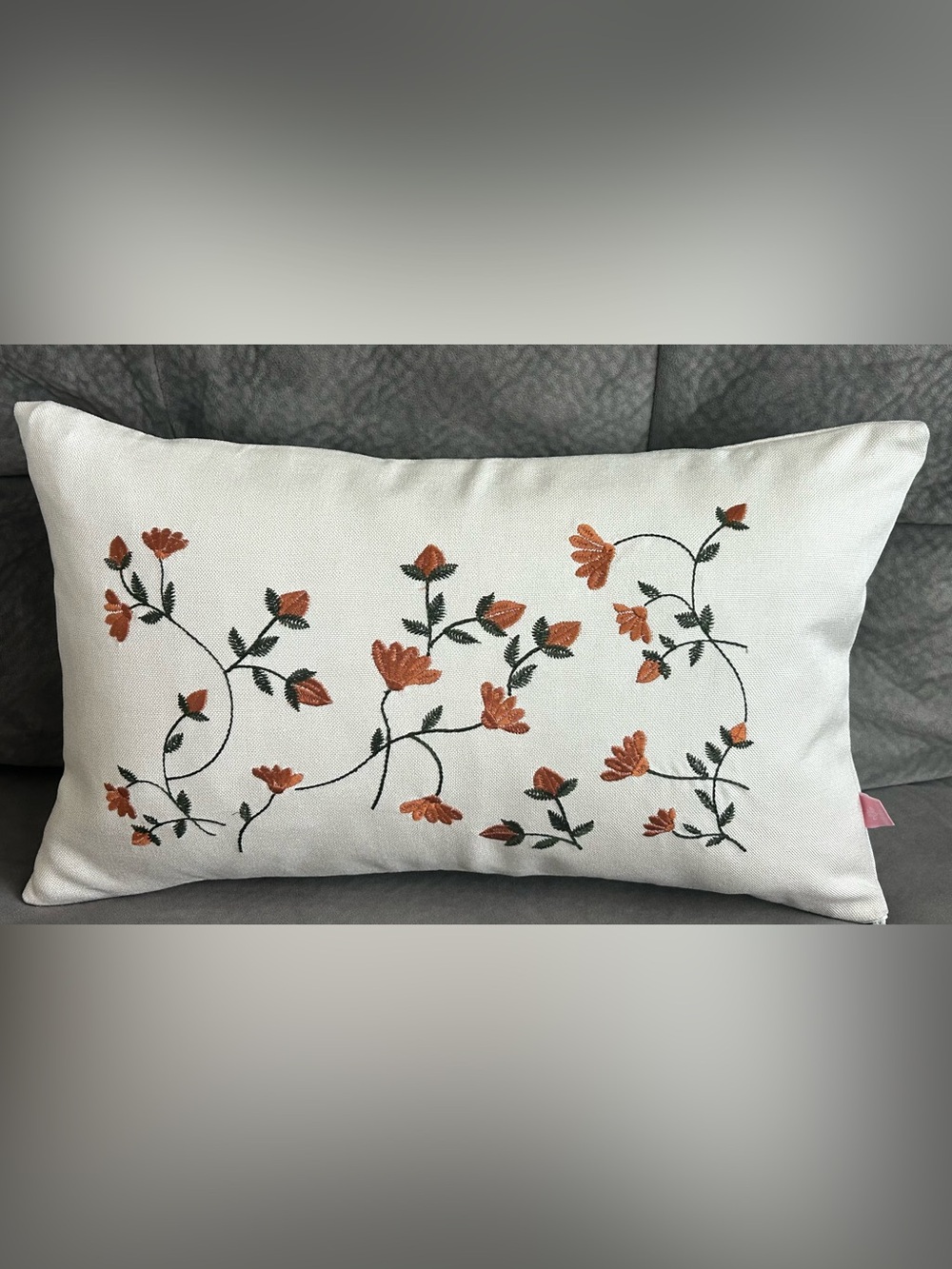 Embroidered Floral Lumbar Pillowcase cover -